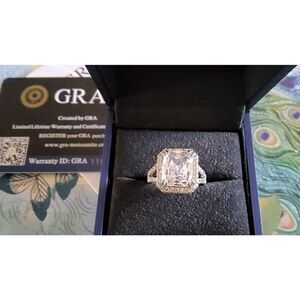 CERTIFIED 5Ct. GENUINE MOISSANITE Radiant & Pave Split Shank Engagement Ring #8
